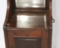 3351 - English carved 1 door stand w/ mirror back 36 x 16 1/2 x 13 1/2
