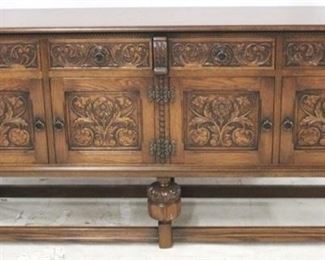 3356 - English Jacobean heavily carved sideboard 37 x 74 x 19 1/2
