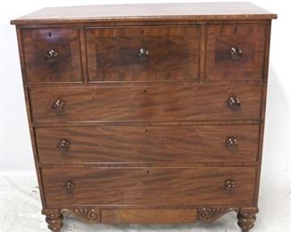 3528 - English banded inlay 3 over 3 chest 45 x 46 x 22
