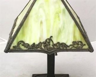 4000 - Vintage slag glass lamp AS IS - metal supports under shade broken 20" tall
