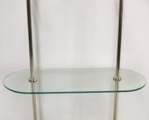 5000 - 2 Tier glass & chrome wall rack 45 x 27 x 11 missing one ball
