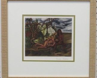 9025x - Two Nudes in Forest by Frida Kahlo Print plate signed 16 x 15
