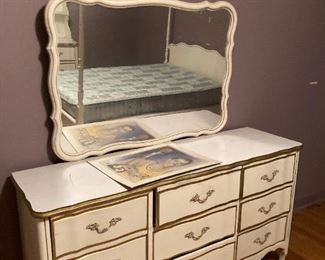 white French Provincial dresser  and mirror