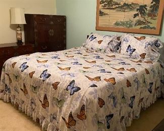 Bedroom furniture, king-size bed, and bedspread 