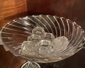 Crystal bowl and napkin rings