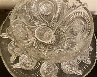 Crystal punch bowl set