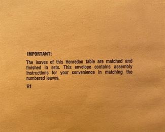 Henredon dining table Instructions