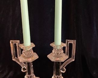 Painted glass candlesticks