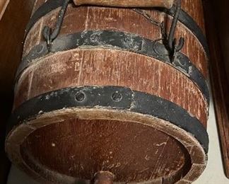 Old Wooden Keg with Handles and Spout