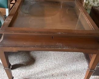 Vintage Glass Top Display Table