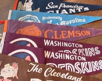 Vintage Pennants (Browns, Redskins, Tarheels, Giants and more)