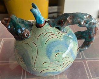 Art Pottery Fish Themed Teapot