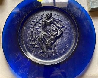 Daum Hiver Four Seasons Art Glass Plate