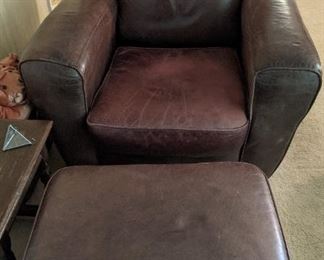 Leather Chair w/ Ottoman 