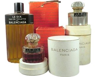 Lot of Sealed Balenciaga "Le Dix" Eau de Toilette and Pure Perfume Extrait with one additional empty bottle
