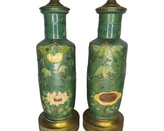 2 Chinese Qing Dynasty Wang Bing Rong Fahua Style Lamps