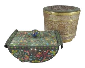 Antique Chinese Qing Dynast Enamel Box & Incense Burner
