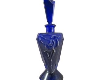 Signed Czech Glass Art Deco Female Nudes Perfume Bottle