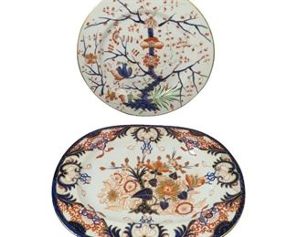 c1815 Derby Imari Porcelain Platter & Plate