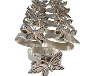 11 Emilia Castillo Inlaid Silver Butterfly Napkin Rings