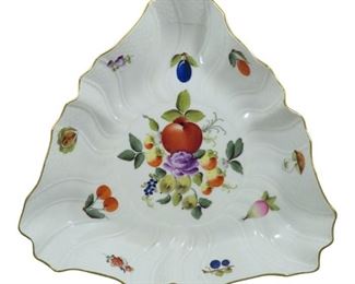 9.5" Herend Porcelain Triangular Vegetable Serving Bowl