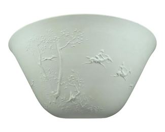 KPM Berlin Biscuit Relief Hunting Scene Porcelain Bowl