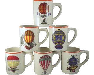 (6) Discontinued Longchamp Montgolfiere Coffee Mugs