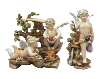 (2) 19th Century Volkstedt Porcelain Cupid Figures