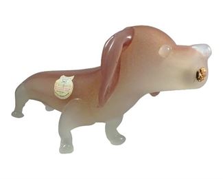 18" Seguso Murano Alabastro Dachshund Liquor Decanter
