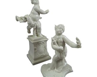 (2) Nymphenburg Porcelain Blanc-De-Chine Figures