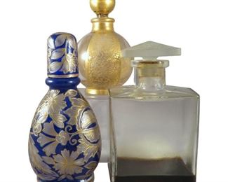 (3) Antique Crystal Perfume Bottles or Flasks