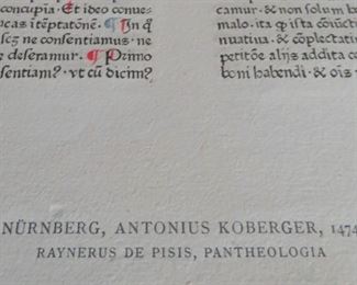 15th Century Incunabula Raynerus de Pisis Pantheologia