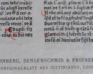 1475 Incunabula Originalblatt Aus Justinianus Codex