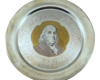 Reed & Barton Damascene Founding Fathers Benjamin Franklin Plate