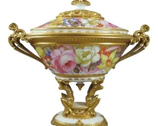 1917 Royal Crown Derby Figural Two-Handled Vase & Cover