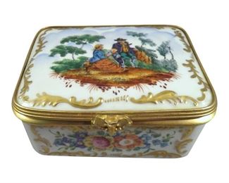Marked Sevres France Hand-Painted Porcelain Box
