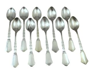 (10) Danish Art Deco Silver Demitasse Spoons by Solva