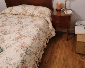 Antique Full-5pc bedroom set w/custom glass tops