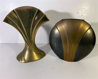 Post modern brass vases