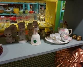 tea set, Precious Moments, bells, copper molds