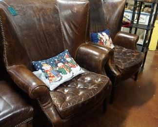 Leather wing chairs