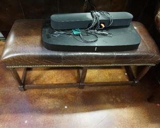 sound bar, leather top table