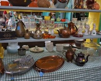tea pots, serving pieces, copper