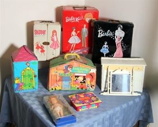 Vintage Ponytail Barbie, Skipper, Ken, Midge, Early Travel Cases, Barbie Dream House, Dollhouse Furniture, Barbie Clothes