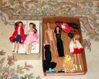 Vintage Ponytail Barbie, Skipper, Ken, Midge
