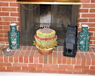 Dried Floral Arrangement, Graflex Series B Camera, Asian Vases