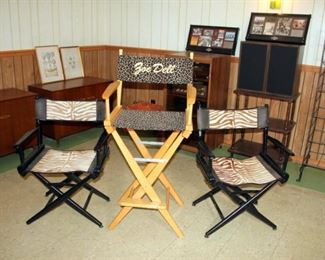 2 Zebra Skin Director’s Chairs, “Zoe Dell” Director’s Chair