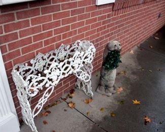 Cast Iron Planter and Concrete Otter