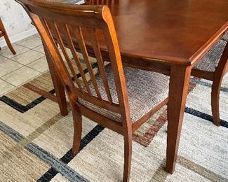 Stained Hardwood Kitchen Table & 6 Chairs - Extension included