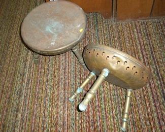 brass mid century warming stools